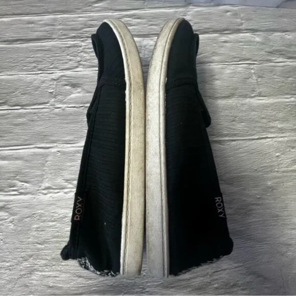 Roxy Minnow VII Black Canvas Slip On Boat Shoes - Picture 6 of 11